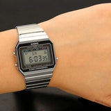 RELOJ CASIO VINTAGE A700W-1ADF PLATEADO SLIM CARATULA NEGRA