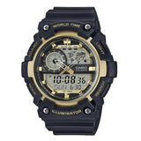 RELOJ CASIO VINTAGE AEQ-200W-9AVDF NEGRO / DORADO ANALOGO - DIGITAL