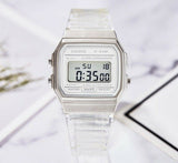 RELOJ CASIO VINTAGE F-91WS-7DF BLANCO PLATEADO TRANSPARENTE