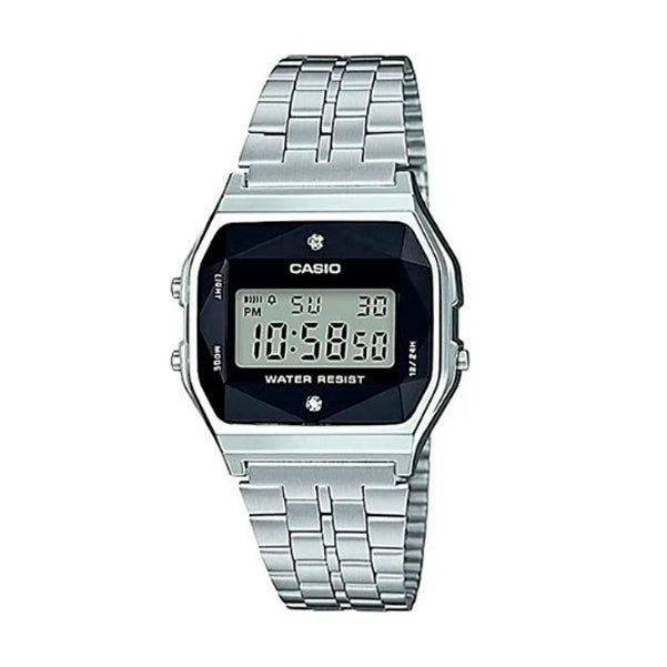 RELOJ CASIO VINTAGE A159WAD-1DF DIAMOND PLATEADO MADE IN JAPAN
