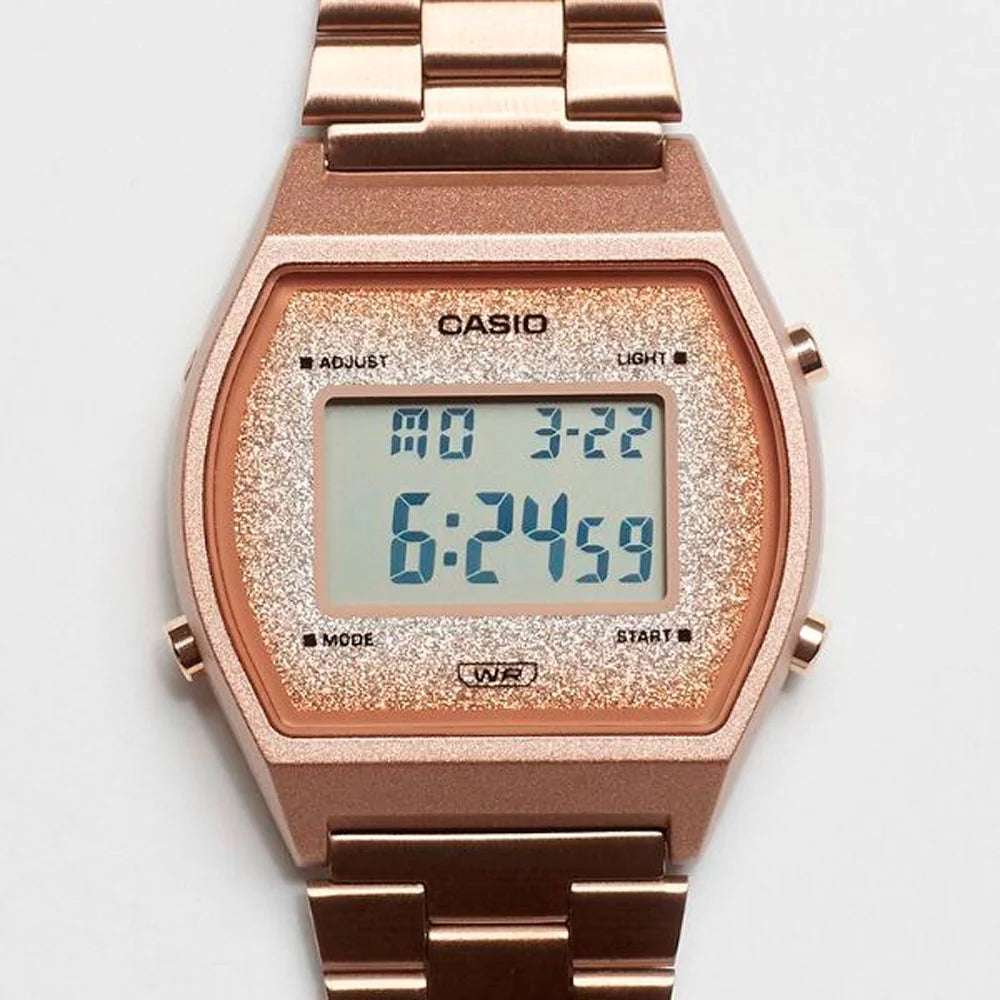 RELOJ CASIO VINTAGE B640WCG-5DF ROSADO GLITTER