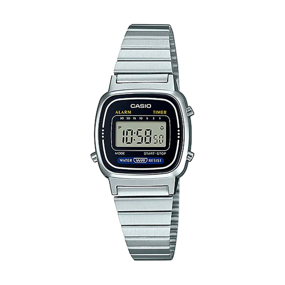 RELOJ CASIO VINTAGE LA670WA-1DF PLATEADO NEGRO