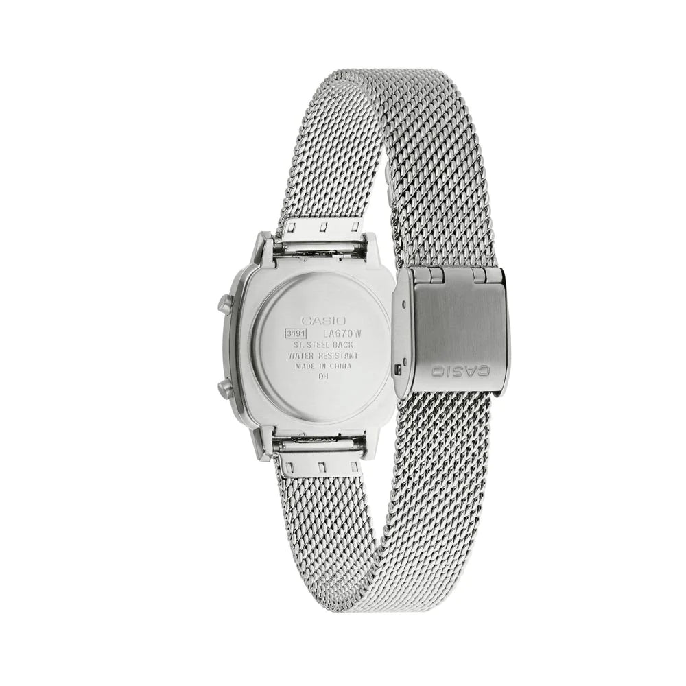 RELOJ CASIO VINTAGE LA670WEM-7DF PLATEADO MILANESE