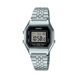 RELOJ CASIO VINTAGE LA680WA-1DF PLATEADO NEGRO MUJER. TAMAÑO MINI