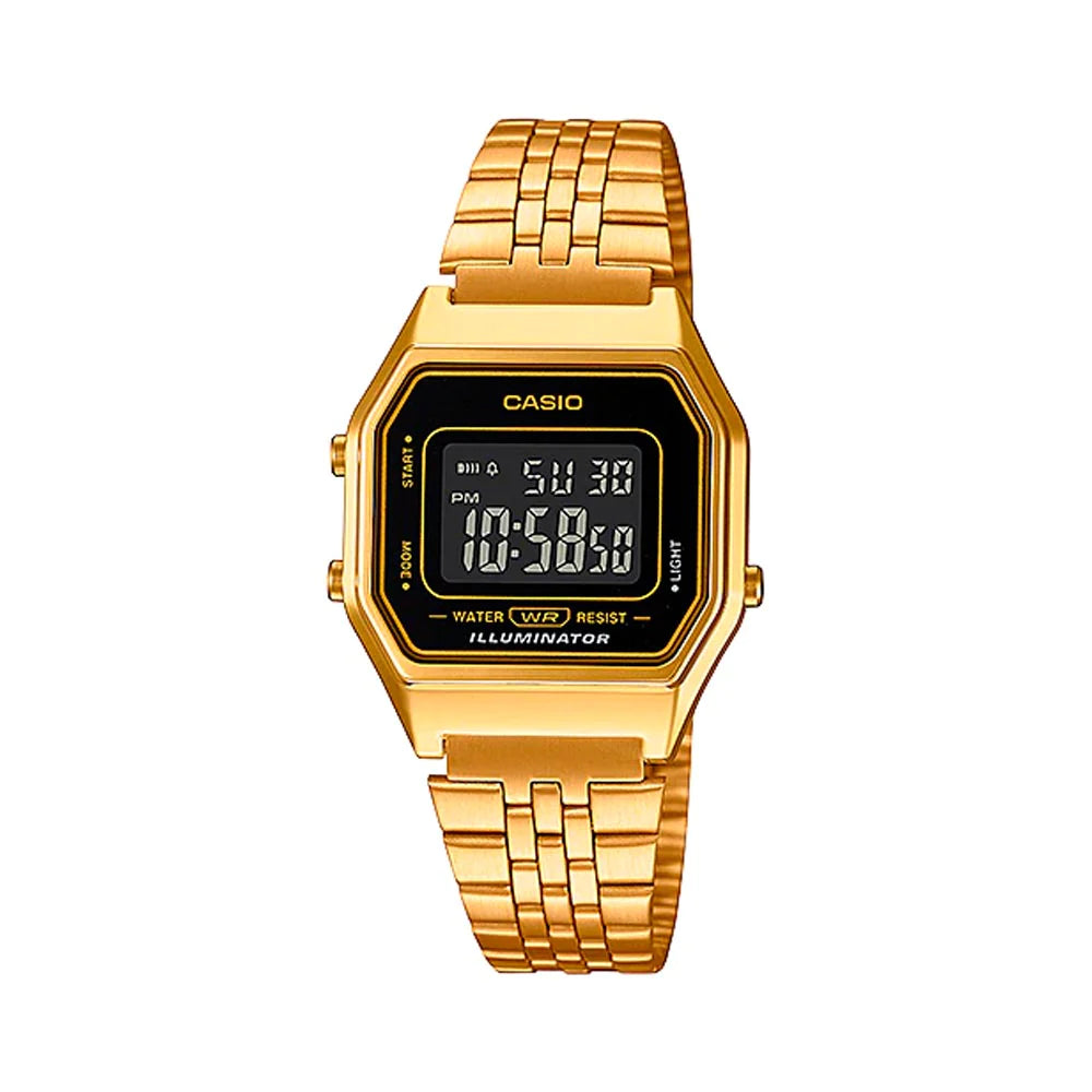 RELOJ CASIO VINTAGE LA680WGA-1BDF NEGRO-DORADO MINI