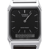 RELOJ CASIO VINTAGE AQ-230A-1DMQ PLATEADO - NEGRO "JANUS" ANA-DIGI