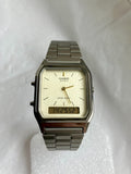 RELOJ CASIO VINTAGE AQ-230GG-9ADF COLOR TITANIO - BLANCO "JANUS" ANA-DIGI