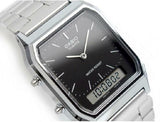 RELOJ CASIO VINTAGE AQ-230A-1DMQ PLATEADO - NEGRO "JANUS" ANA-DIGI